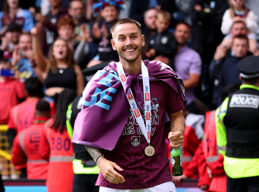 Josh Brownhill celebrates burnley promotion