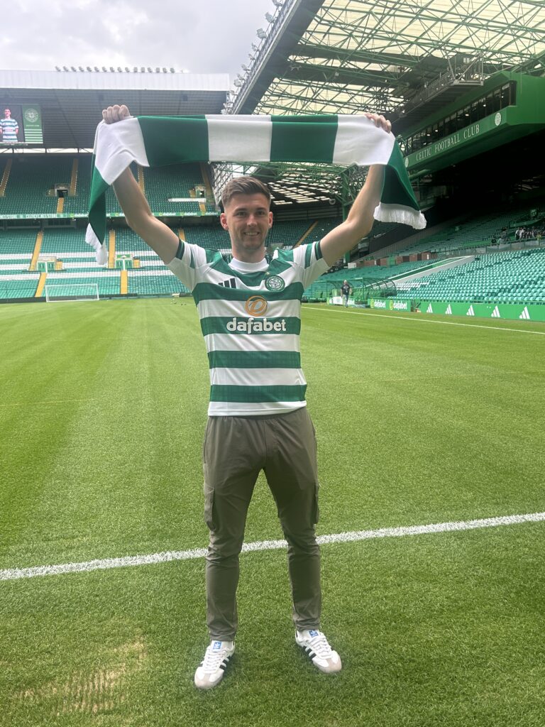 Kieran Tierney arriving at Celtic Park
